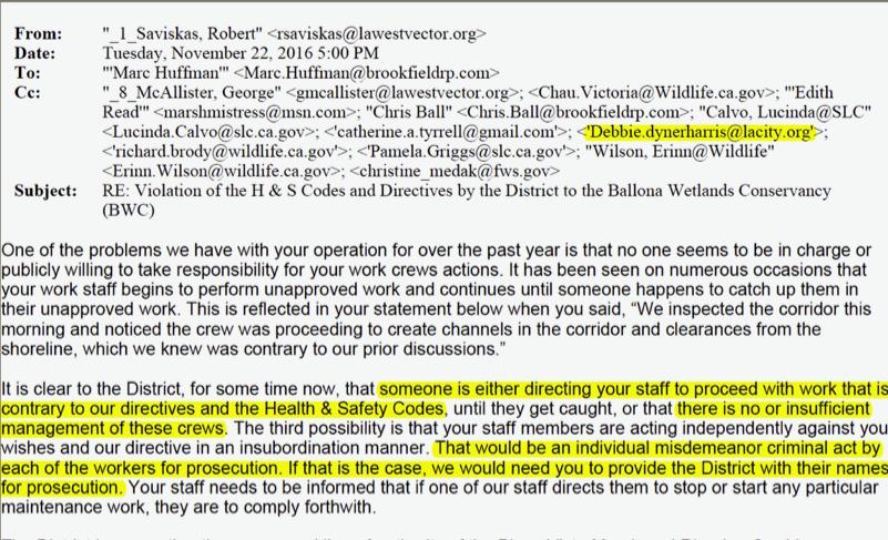 Ballona.Wetlands.Conservancy.Violations.of_.Health.and_.Safety.misdemeanor.criminal.act_.insufficient.management.lack_.of_.line_.of_.authority.and_.legal_.responsibility.November.22.2016.letter.from_.LA_.West_.Vector.to_.Marc_.Huffman.of_.Brookfield.jpg